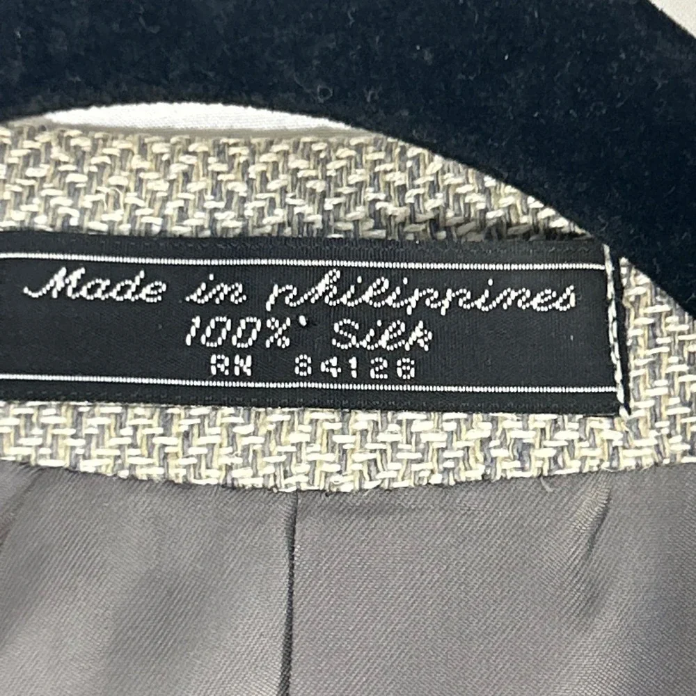 Bert Pulitzer Collectors‎ Edition Mens 100% Silk Blazer Jacket Beige Herringbone